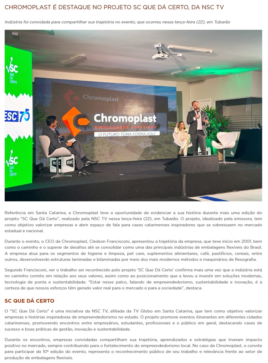 Chromoplast no SC Que D&aacute; Certo